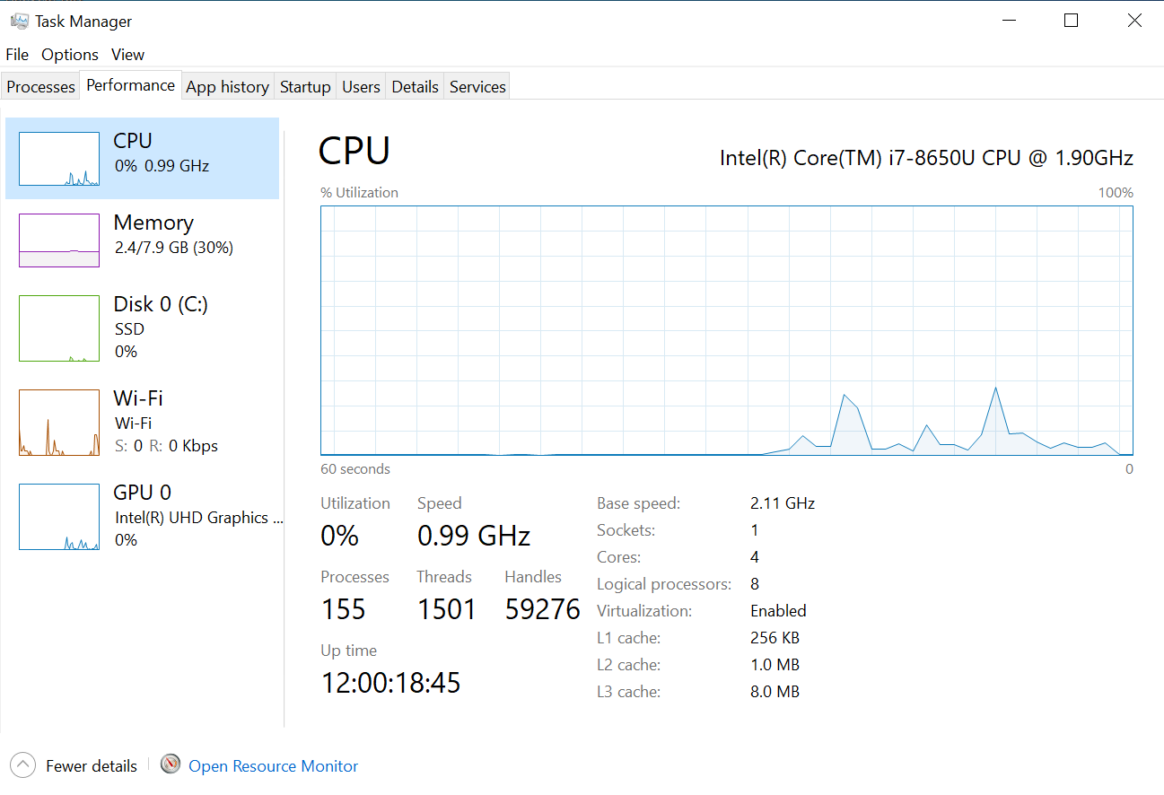 Dell 2019 Latitude 7390 1.9GHz i7-8650U 8GB RAM 256GB SSD Intel UHD620 Very Good