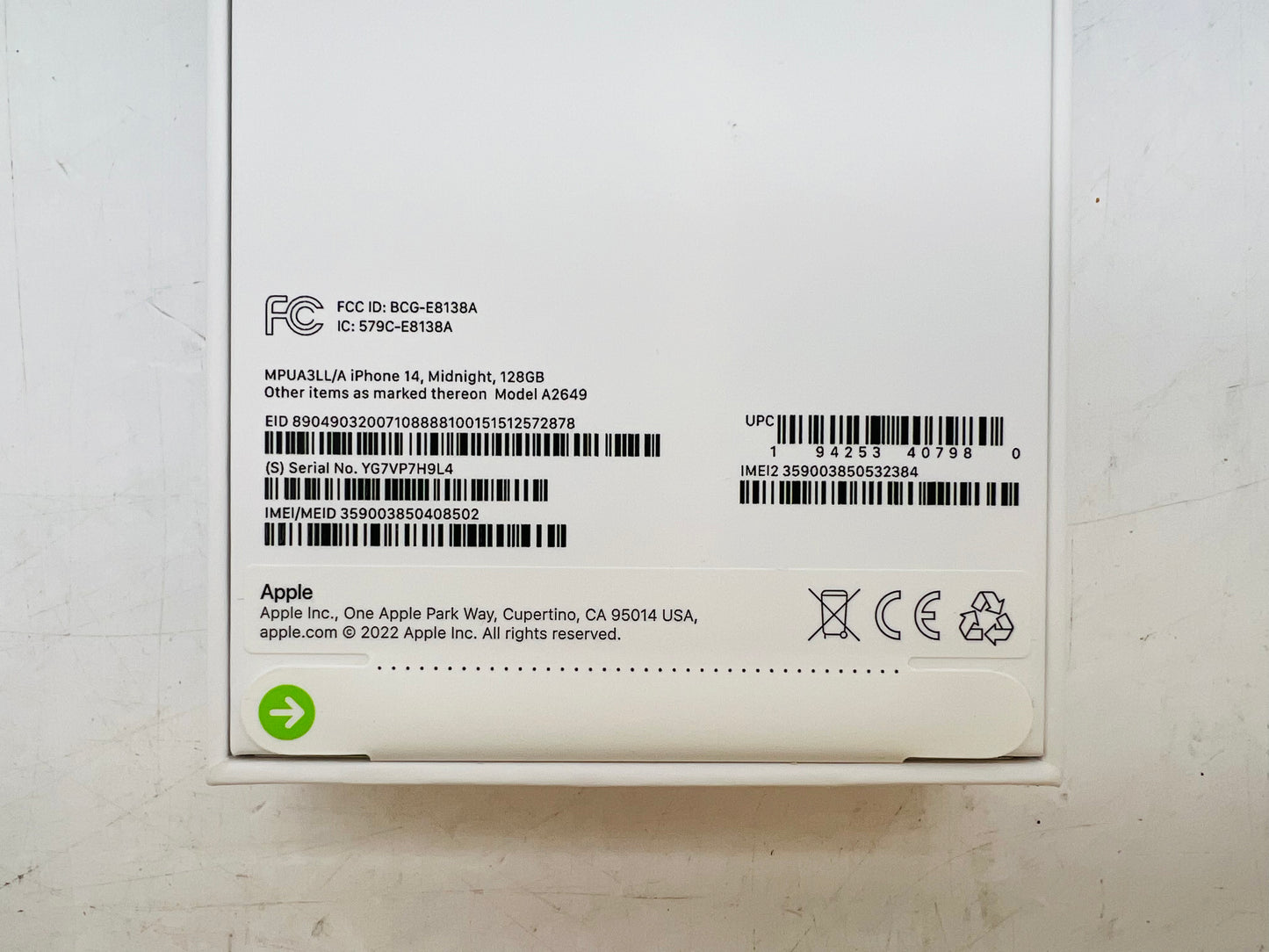 Apple iPhone 14 128 GB Midnight A2649 (Unlocked) (Single SIM) - New