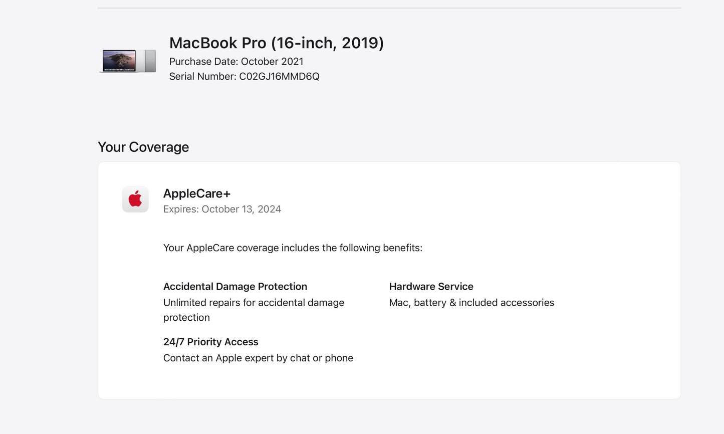 Apple 2019 MacBook Pro 16" 2.3GHz i9 16GB RAM 1TB SSD RP5500M 4GB AC+ Very Good