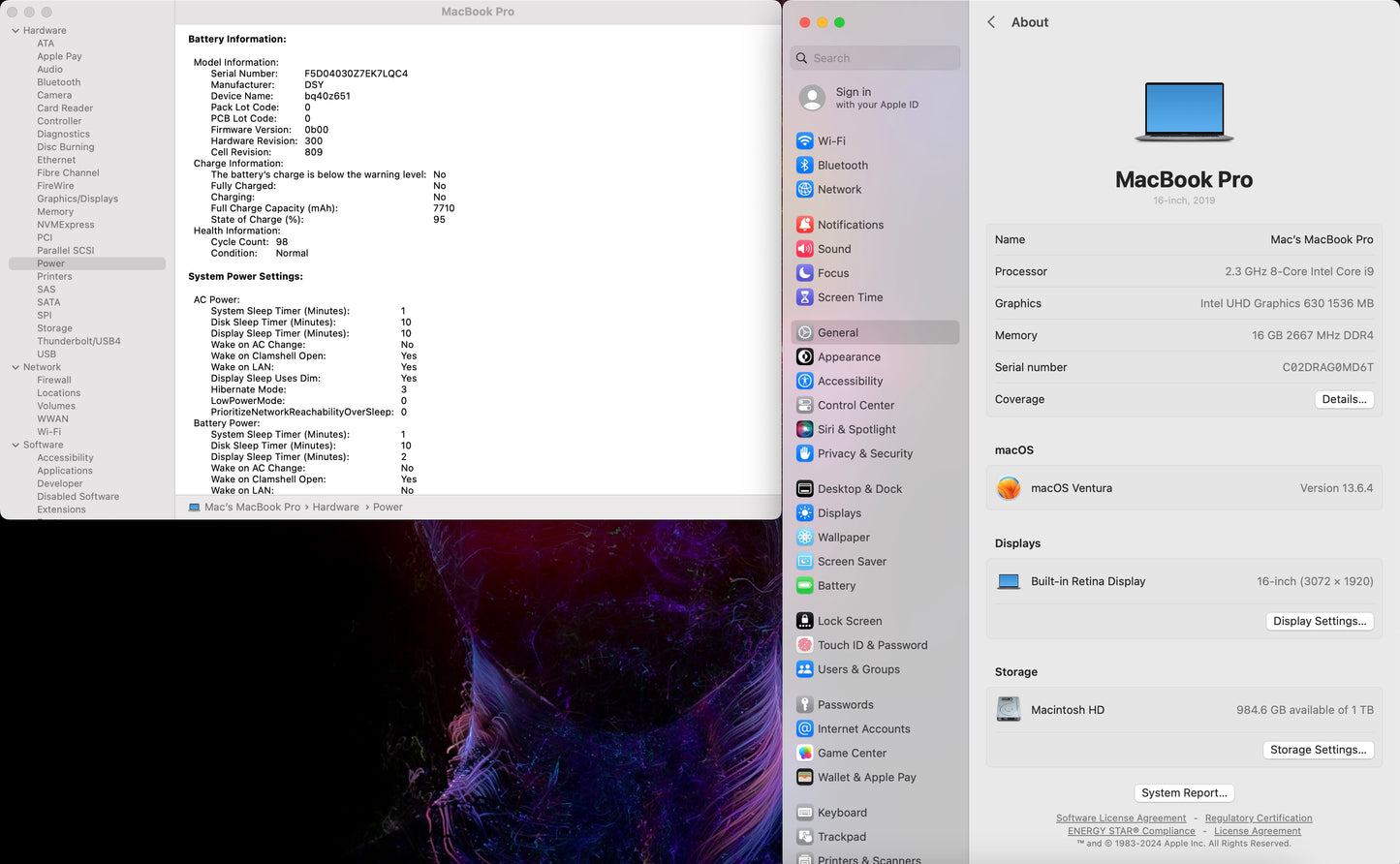 Apple 2019 MacBook Pro 16 in 2.3GHz i9 16GB RAM 1TB SSD RP5500M 4GB - Very Good