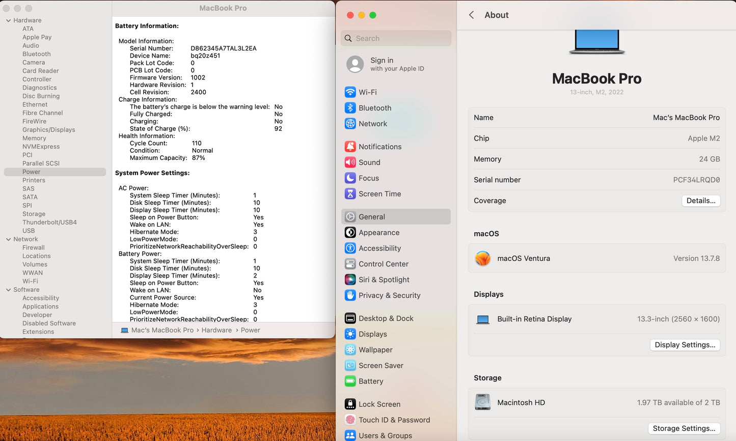 Apple 2022 MacBook Pro 13" M2 (10-Core GPU) 24GB RAM 2TB SSD - Very good