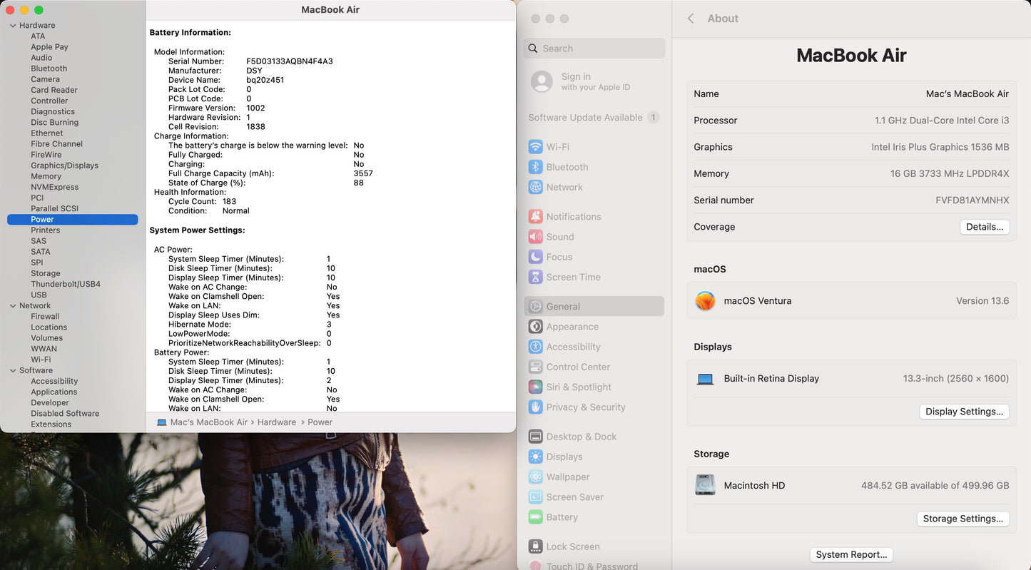Apple 2020 MacBook Air 13 in 1.1GHz i3 16GB RAM 512GB SSD IIPG1536 - Excellent
