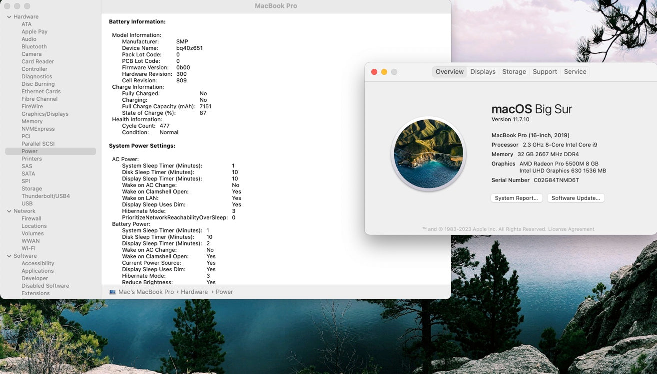 Apple 2019 MacBook Pro 16 in 2.3GHz i9 32GB RAM 1TB SSD RP5500M 8GB - Very Good