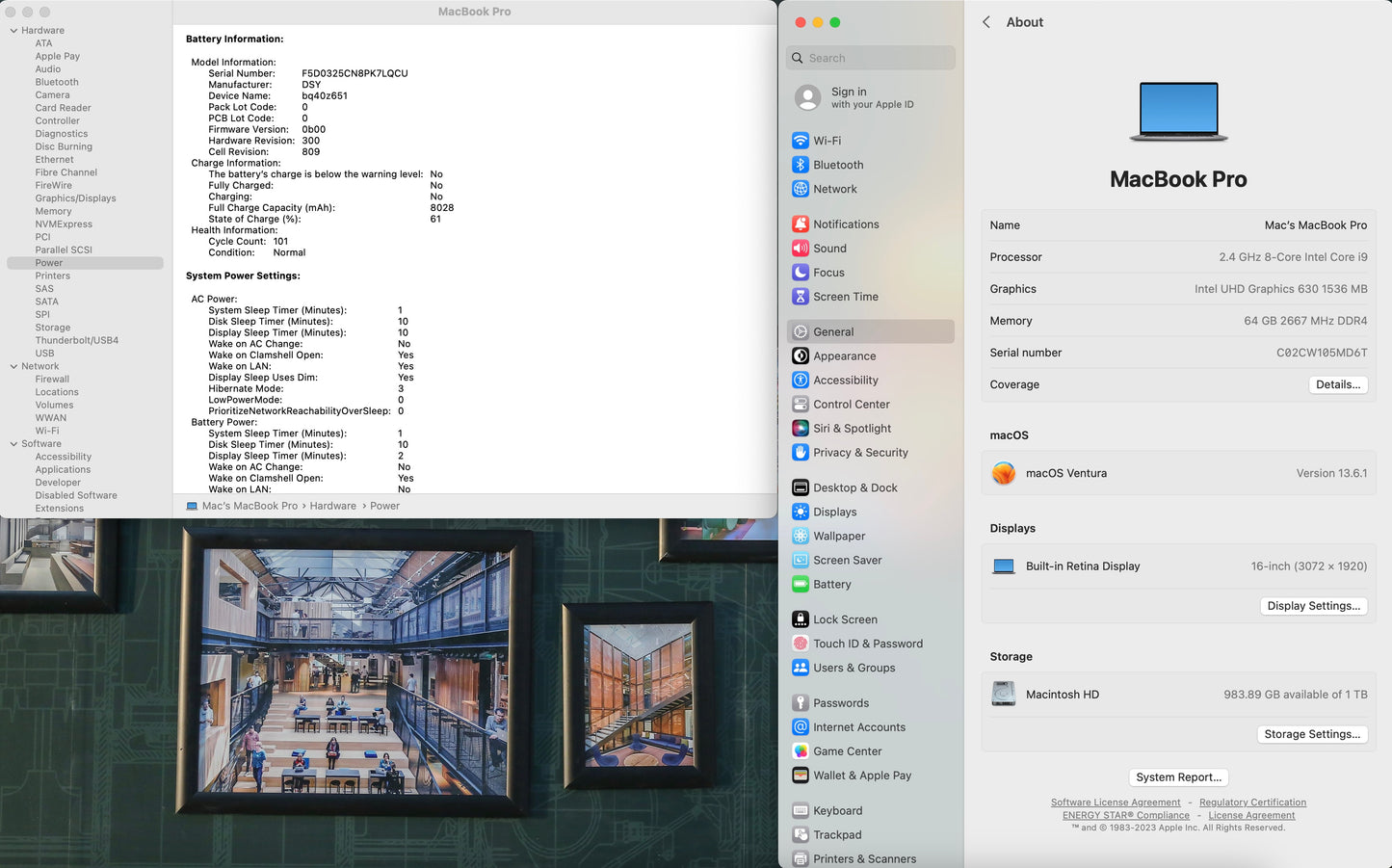 Apple 2019 MacBook Pro 16" 2.4GHz i9 64GB RAM 1TB SSD RP5500M 8GB - Very Good