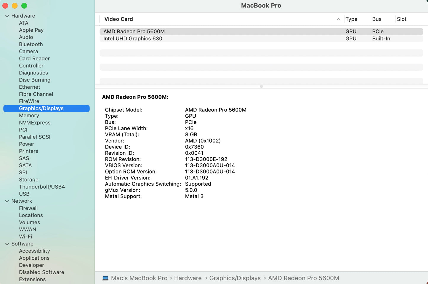 Apple 2019 MacBook Pro 16" 2.4GHz i9 64GB RAM 8TB SSD RP5600M 8GB - Very Good