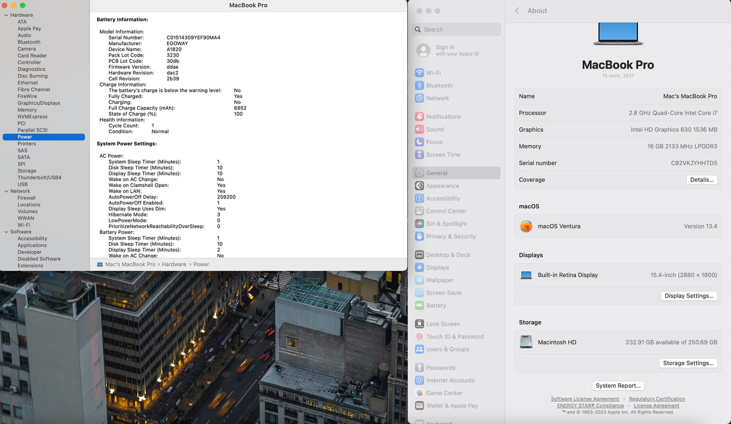 Apple 2017 Macbook Pro 13in 2.8GHz i7 16GB RAM 256GB SSD RP555 2GB - Good