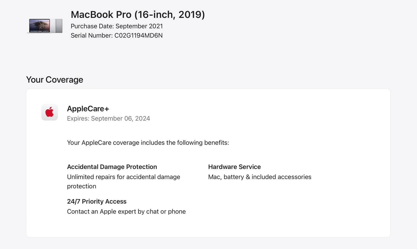 Apple 2019 MacBook Pro 16 in 2.3GHz i9 16GB RAM 1TB SSD RP5500M 4GB AC+ - Good