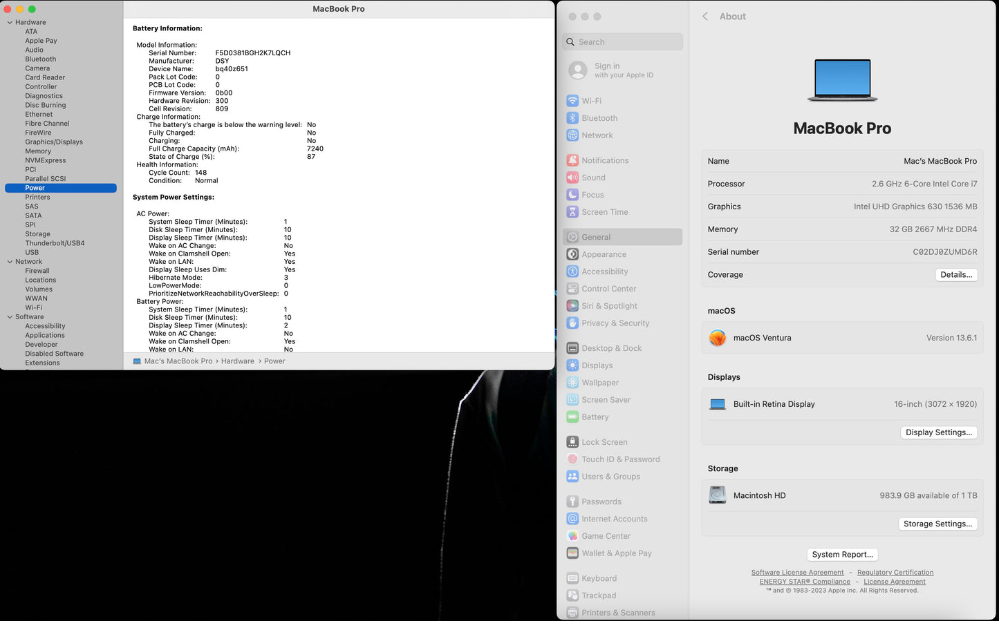 Apple 2019 MacBook Pro 16" 2.6GHz i7 32GB RAM 1TB SSD RP5300M 4GB - Very Good