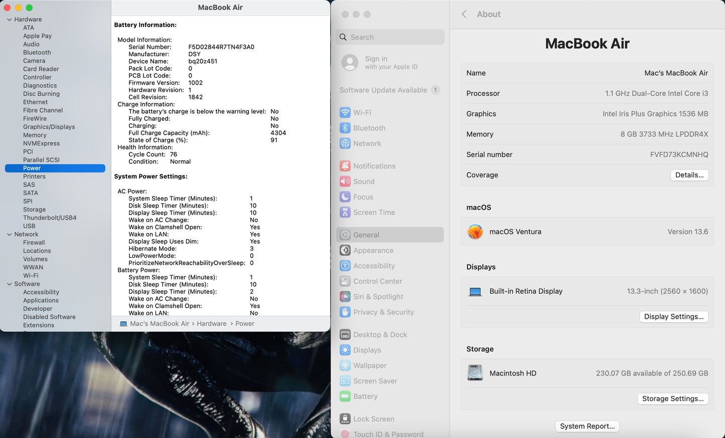 Apple 2020 MacBook Air 13 in 1.1GHz i3 8GB RAM 256GB SSD IIPG1536 - Very good