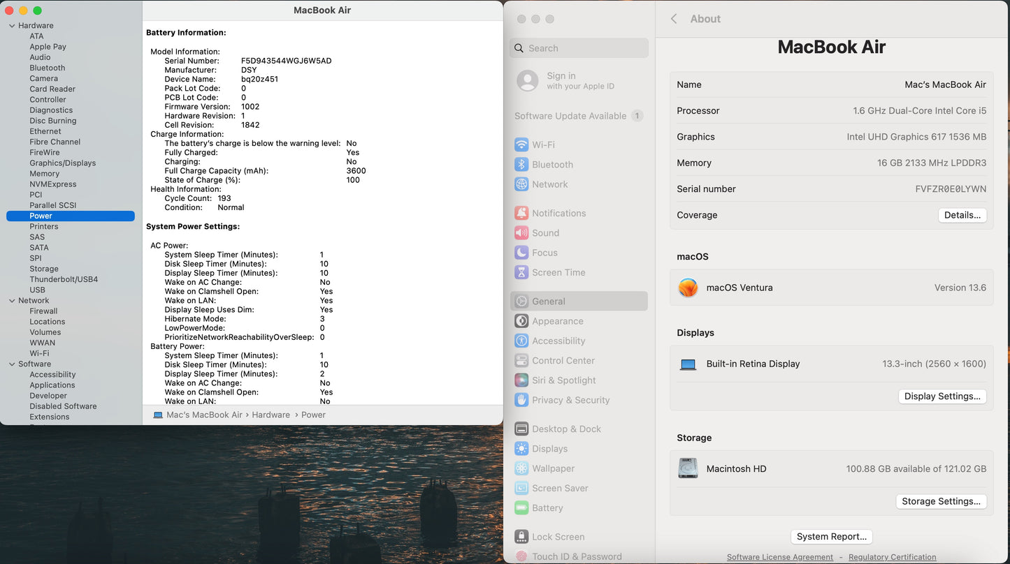 Apple 2019 MacBook Air 13 in 1.6GHz Dual-Core i5 16GB RAM 128GB SSD - Good
