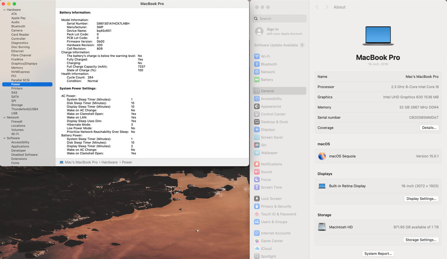 Apple 2019 MacBook Pro 16 in 2.3GHz i9 32GB RAM 1TB SSD RP5500M 4GB - Very Good
