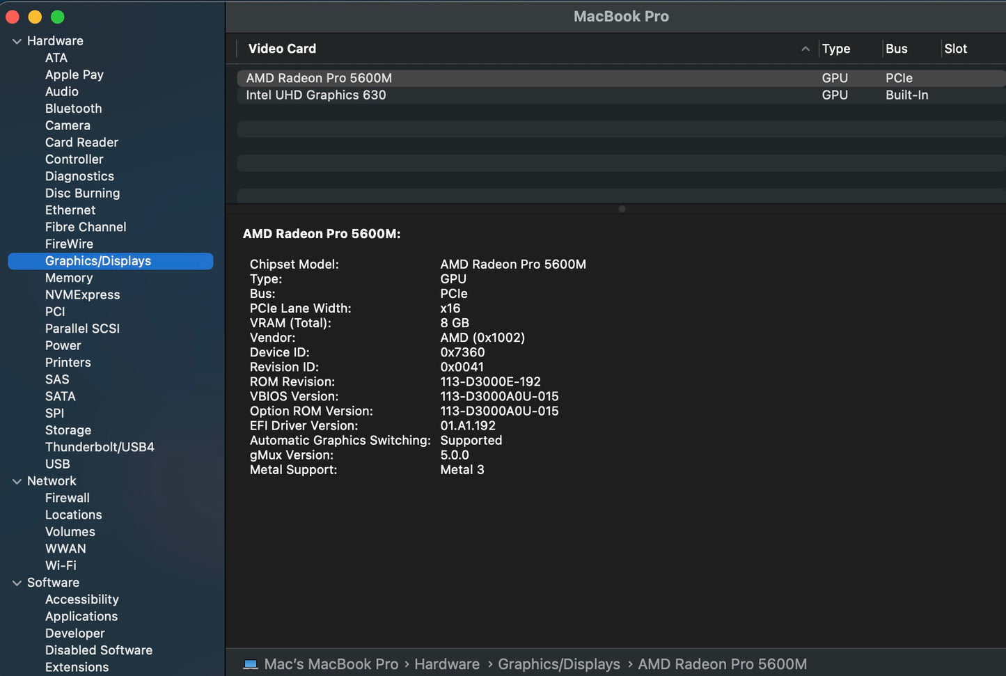 Apple 2019 MacBook Pro 16" 2.4GHz i9 32GB RAM 2TB SSD RP5600M 8GB Very good
