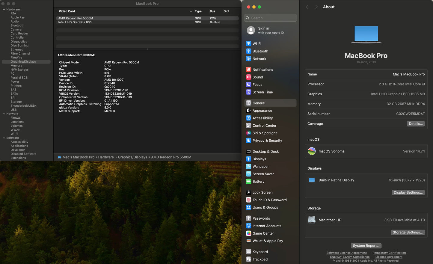 Apple 2019 MacBook Pro 16 in 2.3GHz i9 32GB RAM 4TB SSD RP5500M 8GB - READ