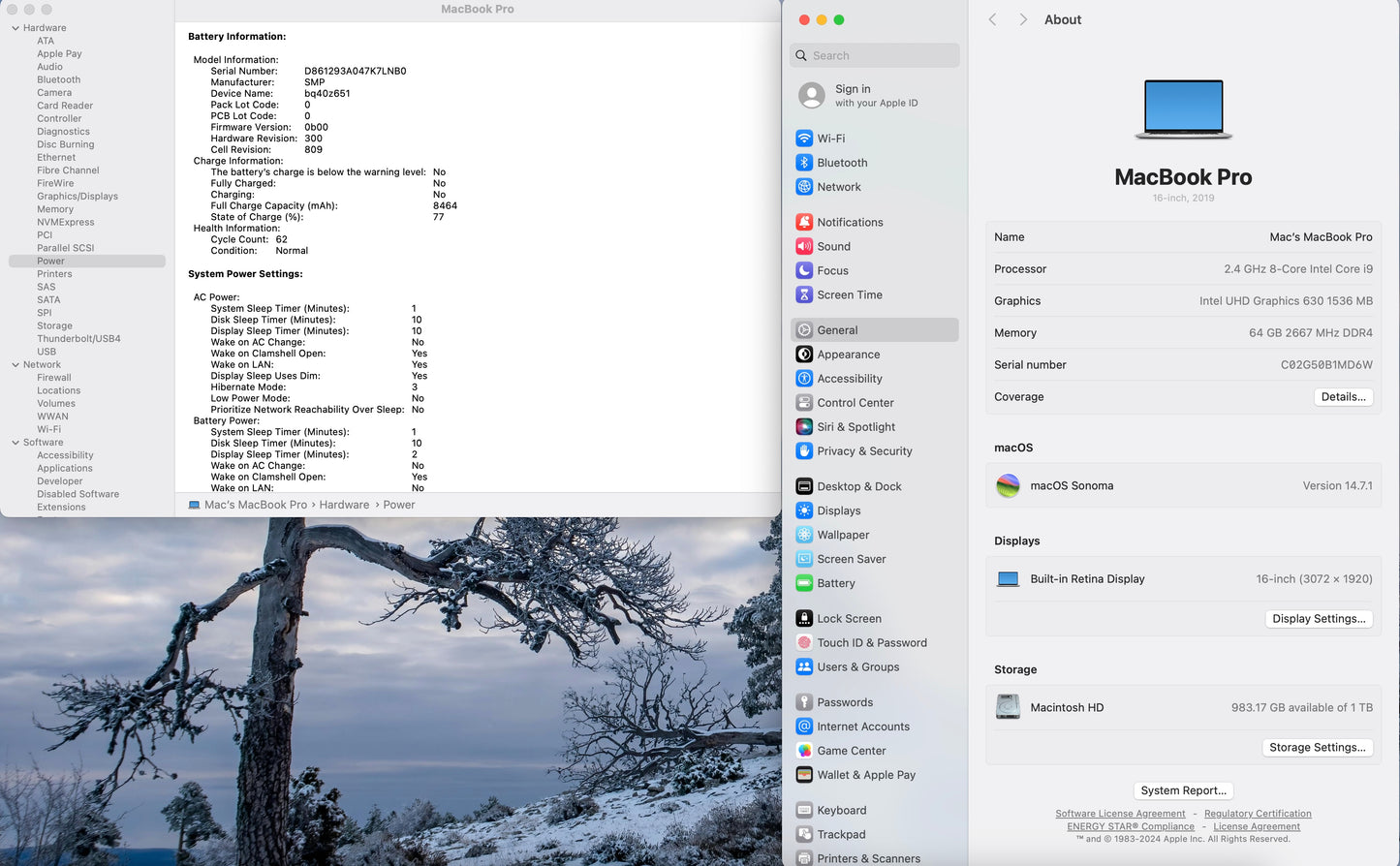 Apple 2019 MacBook Pro 16" 2.4GHz i9 64GB RAM 1TB SSD RP5600M 8GB Excellent