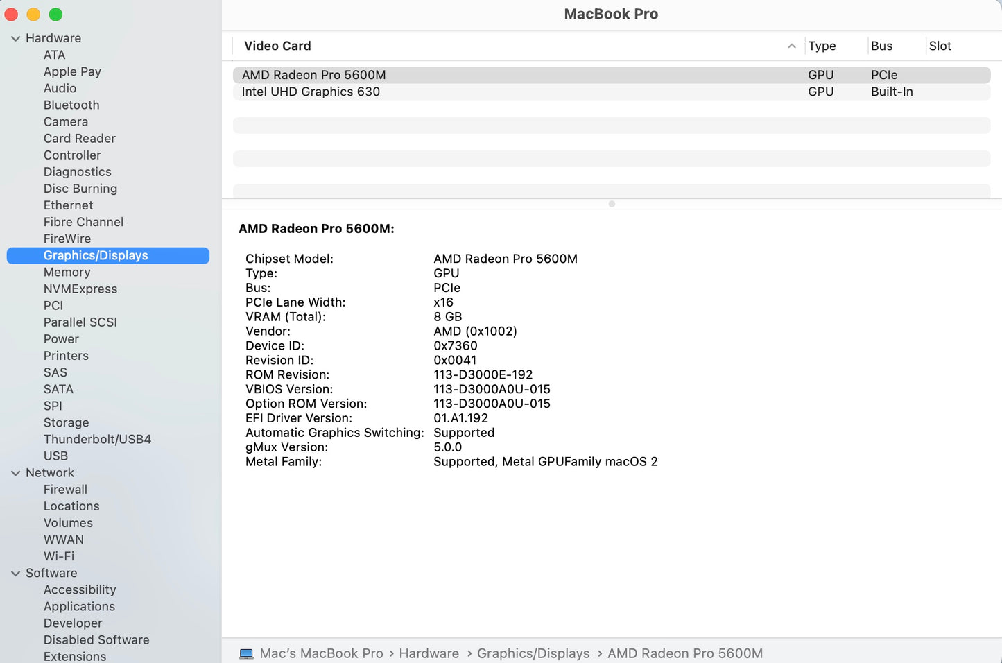 Apple 2019 MacBook Pro 16 in 2.4GHz i9 32GB RAM 1TB SSD RP5600M 8GB - Good