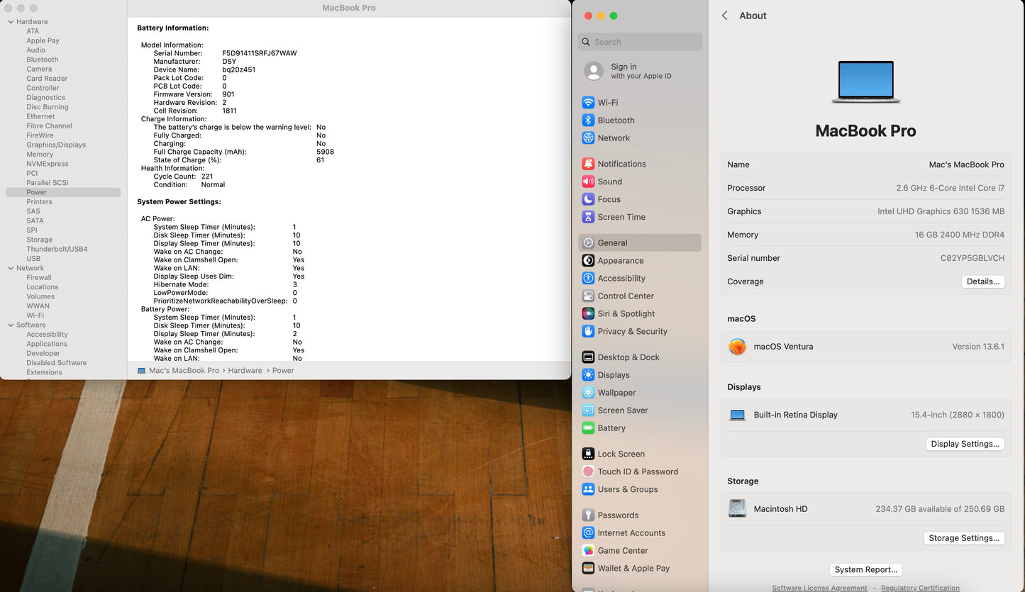 Apple 2019 MacBook Pro 15 in 2.6GHz i7 16GB RAM 256GB SSD RP555X 4GB - Very Good