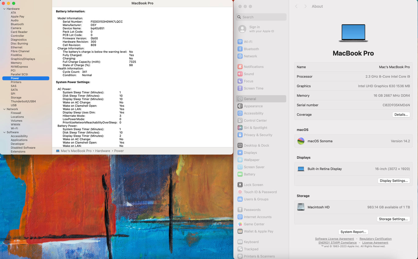 Apple 2019 MacBook Pro 16 in 2.3GHz i9 16GB RAM 1TB SSD RP5500M 4GB - Very Good