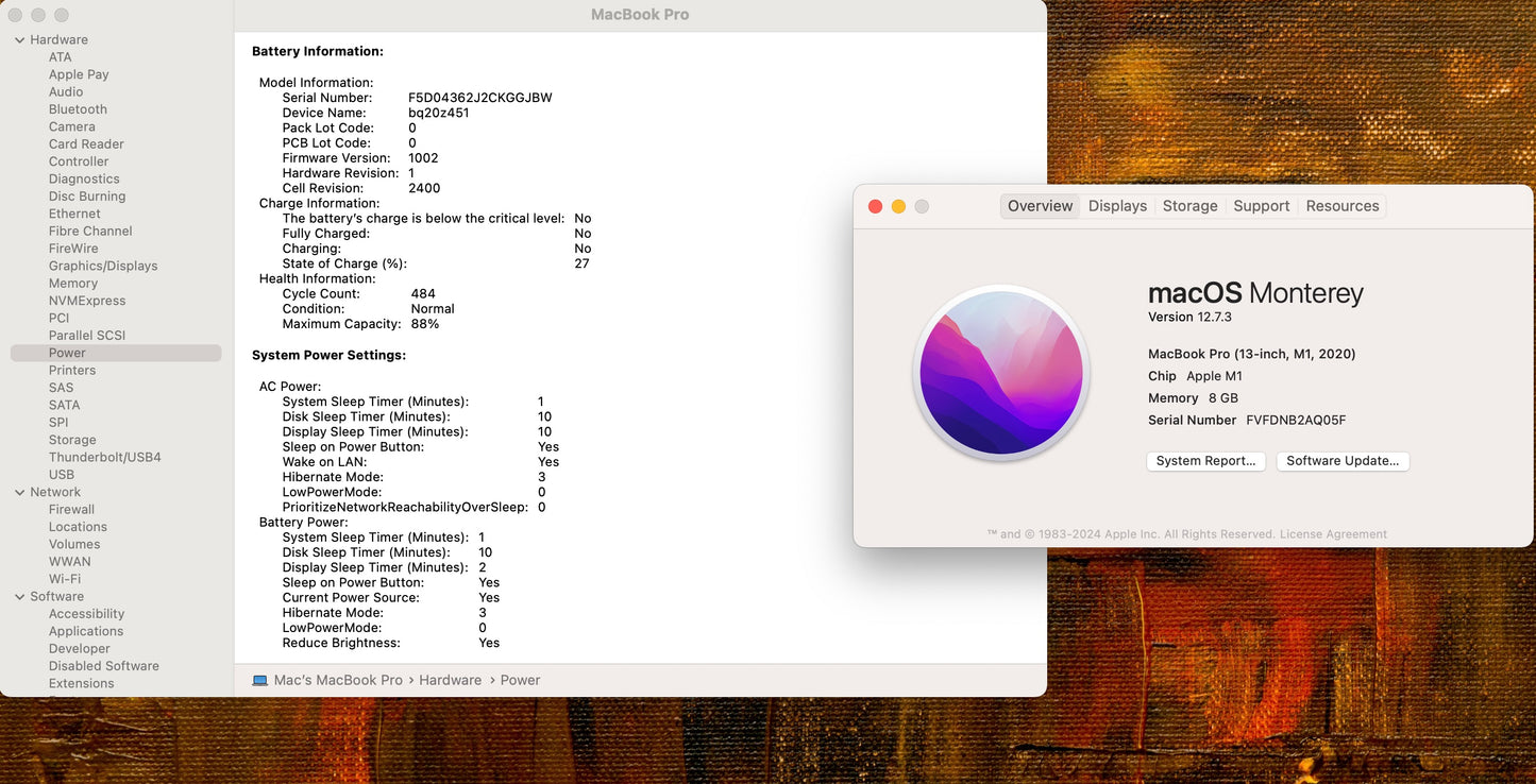 Apple 2020 MacBook Pro 13" M1 (8-Core GPU) 8GB RAM 512GB SSD - Good