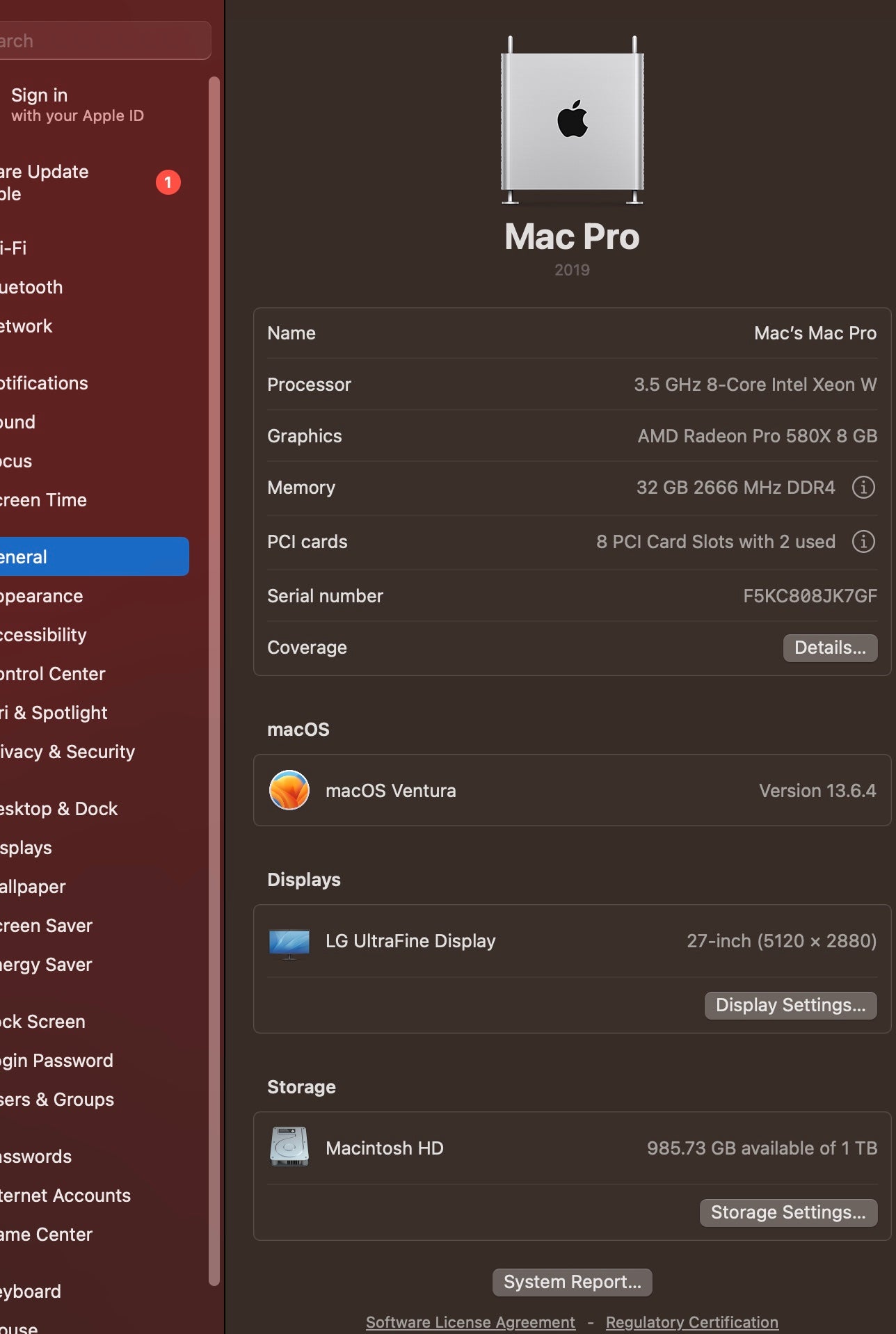 Apple 2019 Mac Pro 3.5GHz 8-Core Xeon 32GB RAM 1TB SSD RP580X 8GB - Very good