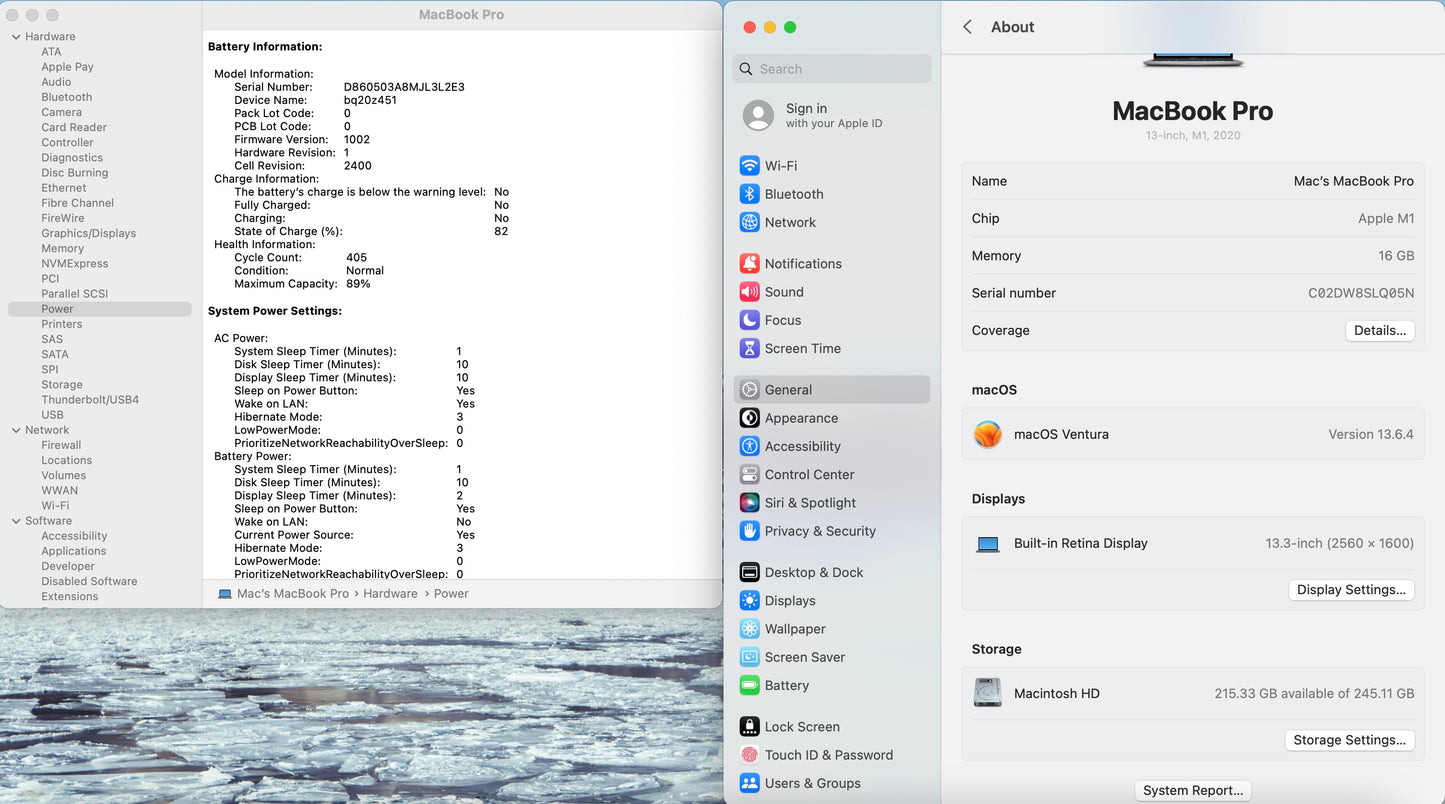 Apple 2020 MacBook pro 13" M1 3.2GHz (8-Core GPU) 16GB RAM 256GB SSD - Very good