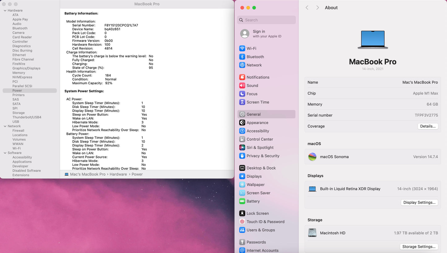 Apple 2021 MacBook Pro 14" M1 Max (32-Core GPU) 64GB RAM 1TB SSD Very good