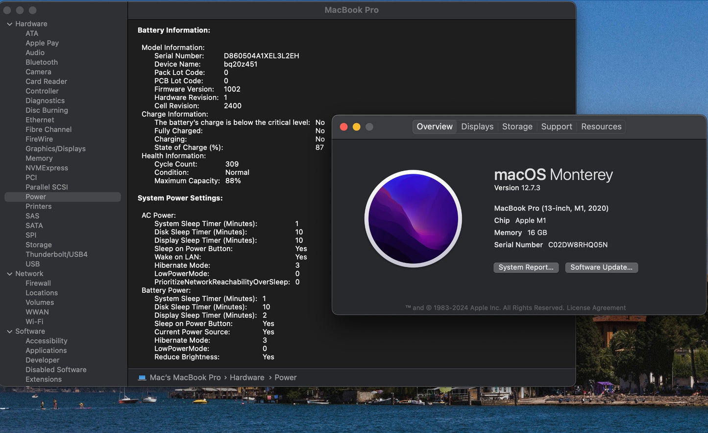 Apple 2020 MacBook pro 13" M1 3.2GHz (8-Core GPU) 16GB RAM 256GB SSD - good