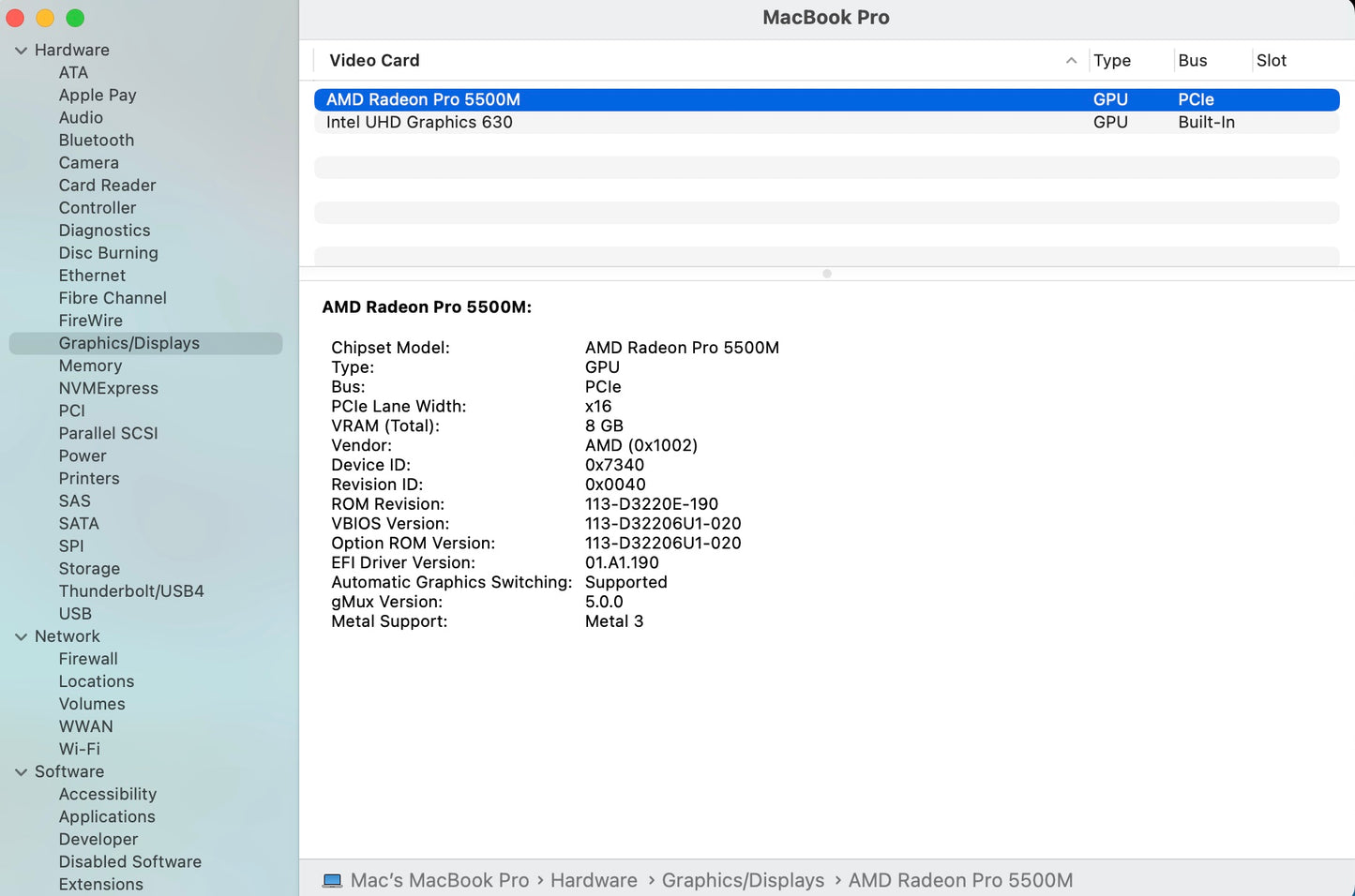 Apple 2019 MacBook Pro 16" TB 2.4GHz i9 32GB RAM 2TB SSD RP5500M 8GB - Very good