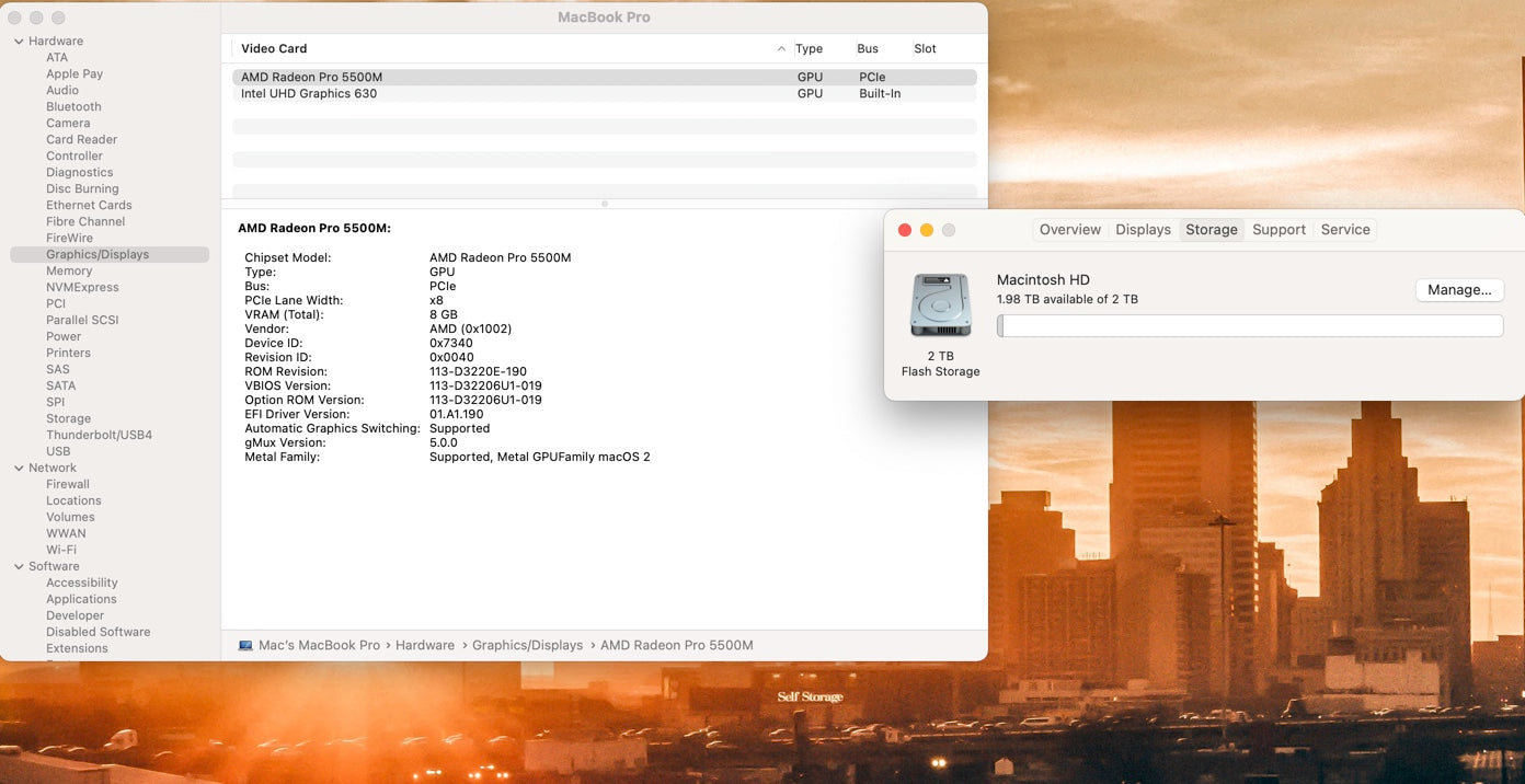 Apple 2019 MacBook Pro 16 in 2.4GHz i9 32GB RAM 2TB SSD RP5500M 8GB - Very Good