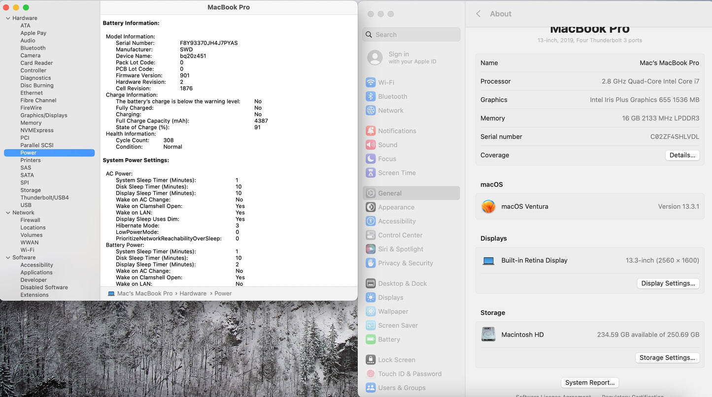 Apple 2019 MacBook Pro 13 in TB 2.8GHz Quad-Core i7 16GB RAM 256GB SSD IIPG 655
