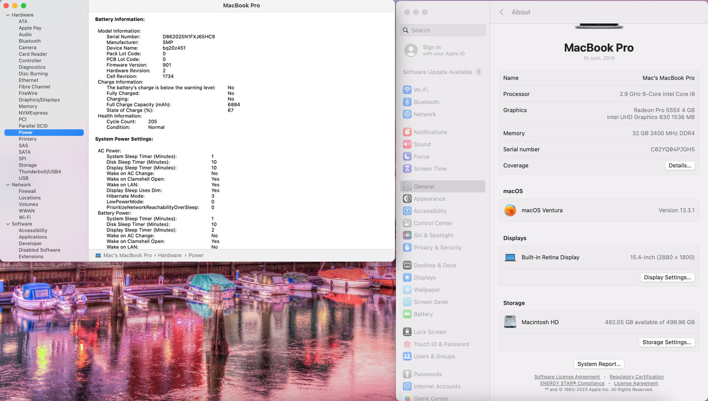 Apple 2018 MacBook Pro 15 in 2.9GHz i9 32GB RAM 512GB RP555X 4GB - Very Good