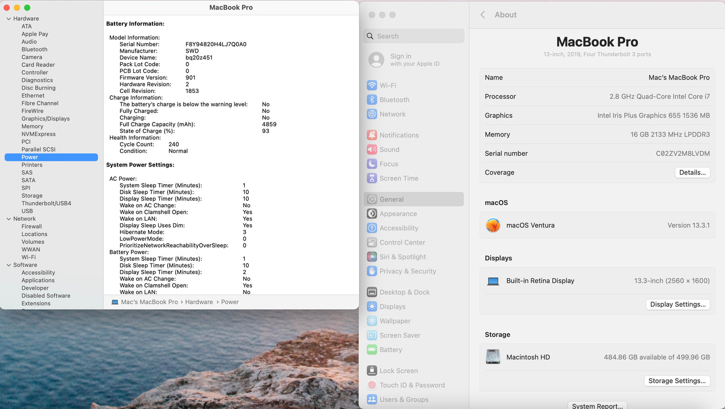 Apple 2019 MacBook Pro 13 in TB 2.8GHz i7 16GB RAM 512GB SSD IIPG655 - Very Good