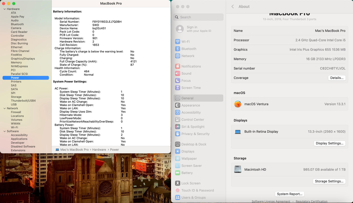 Apple 2019 MacBook Pro 13 in TB 2.4GHz i5 16GB RAM 1TB SSD IIPG655 - Very Good