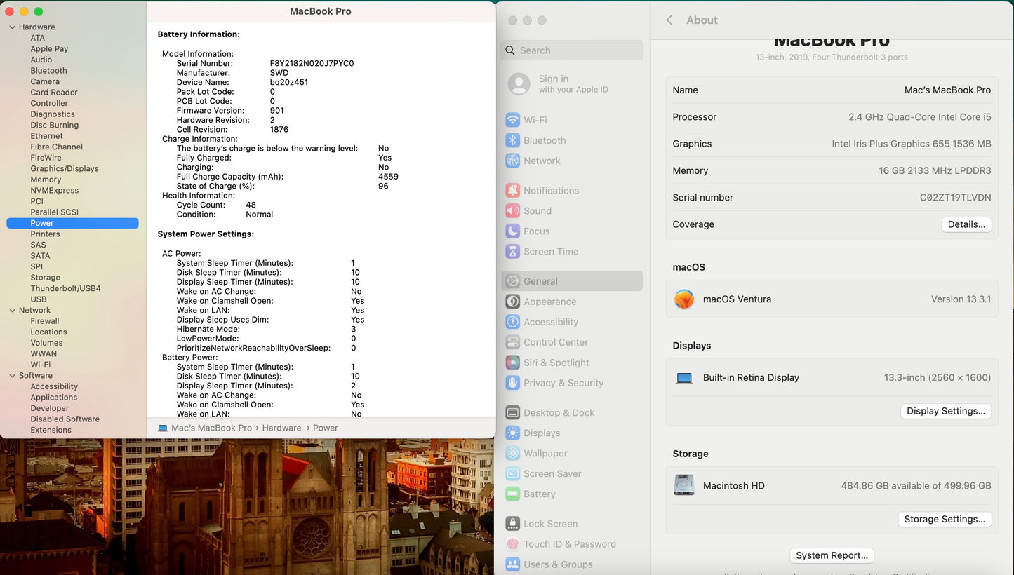 Apple 2019 MacBook Pro 13 in TB 2.4GHz i5 16GB RAM 512GB SSD IIPG655 - Very Good