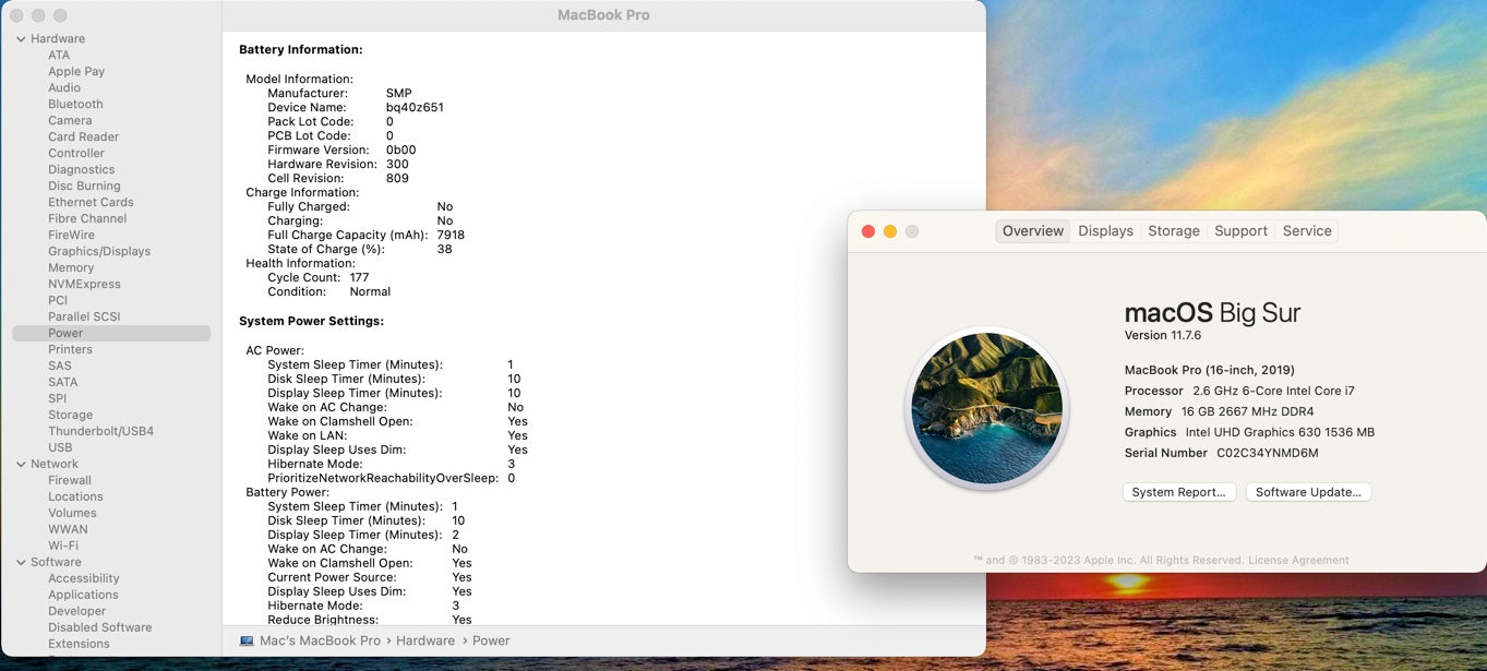 Apple 2019 MacBook Pro 16 in TB 2.6GHz i7 16GB RAM 512GB RP5300M 4GB - Good