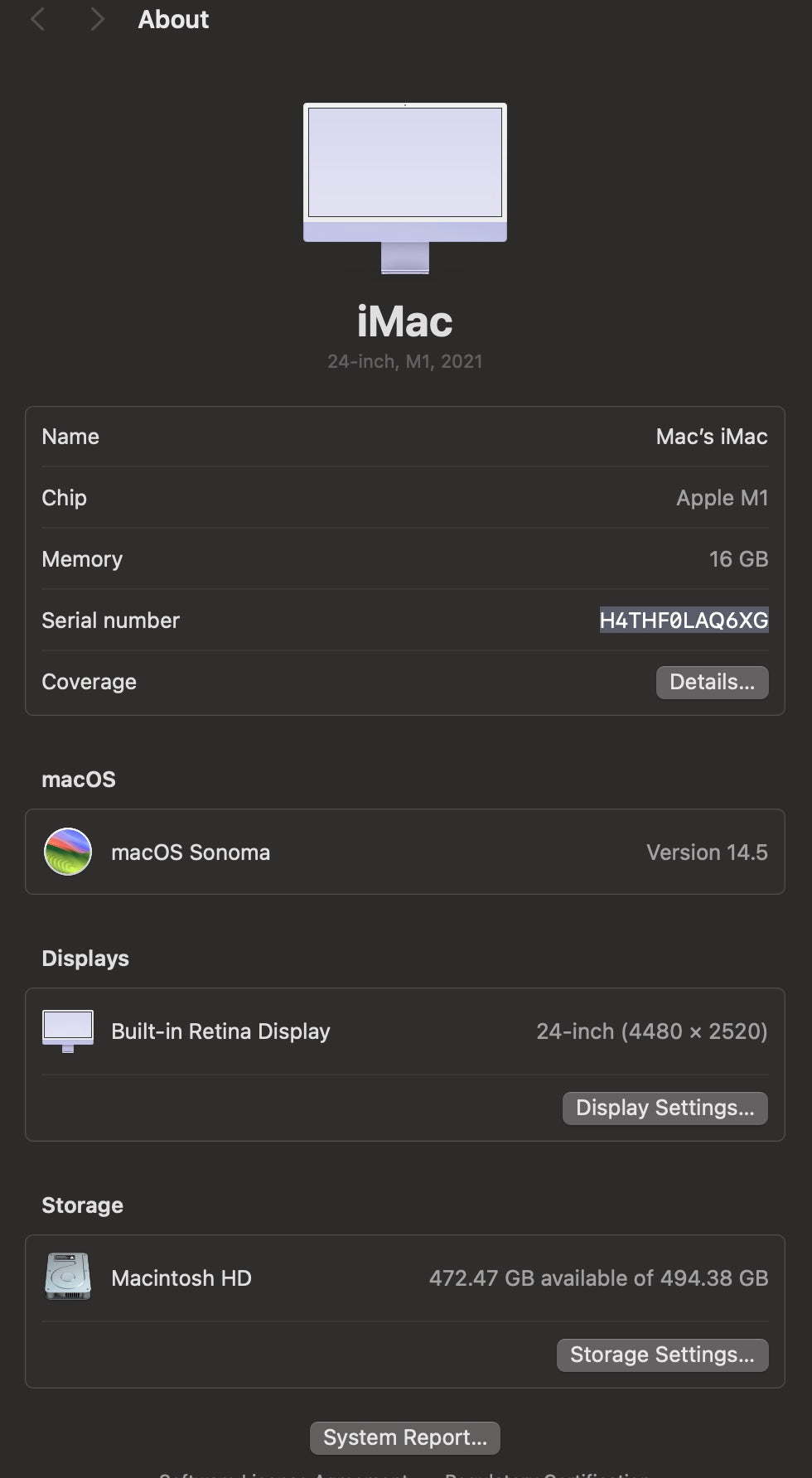 Apple 2021 iMac 24" M1 3.2GHz (8-Core-GPU) 16GB RAM 512GB SSD - Excellent