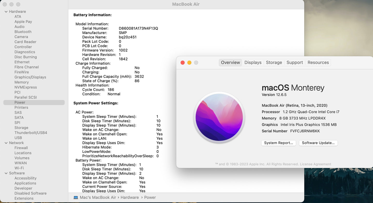 Apple 2020 MacBook Air 13 in 1.2GHz Quad-Core i7 8GB RAM 512GB SSD - Excellent