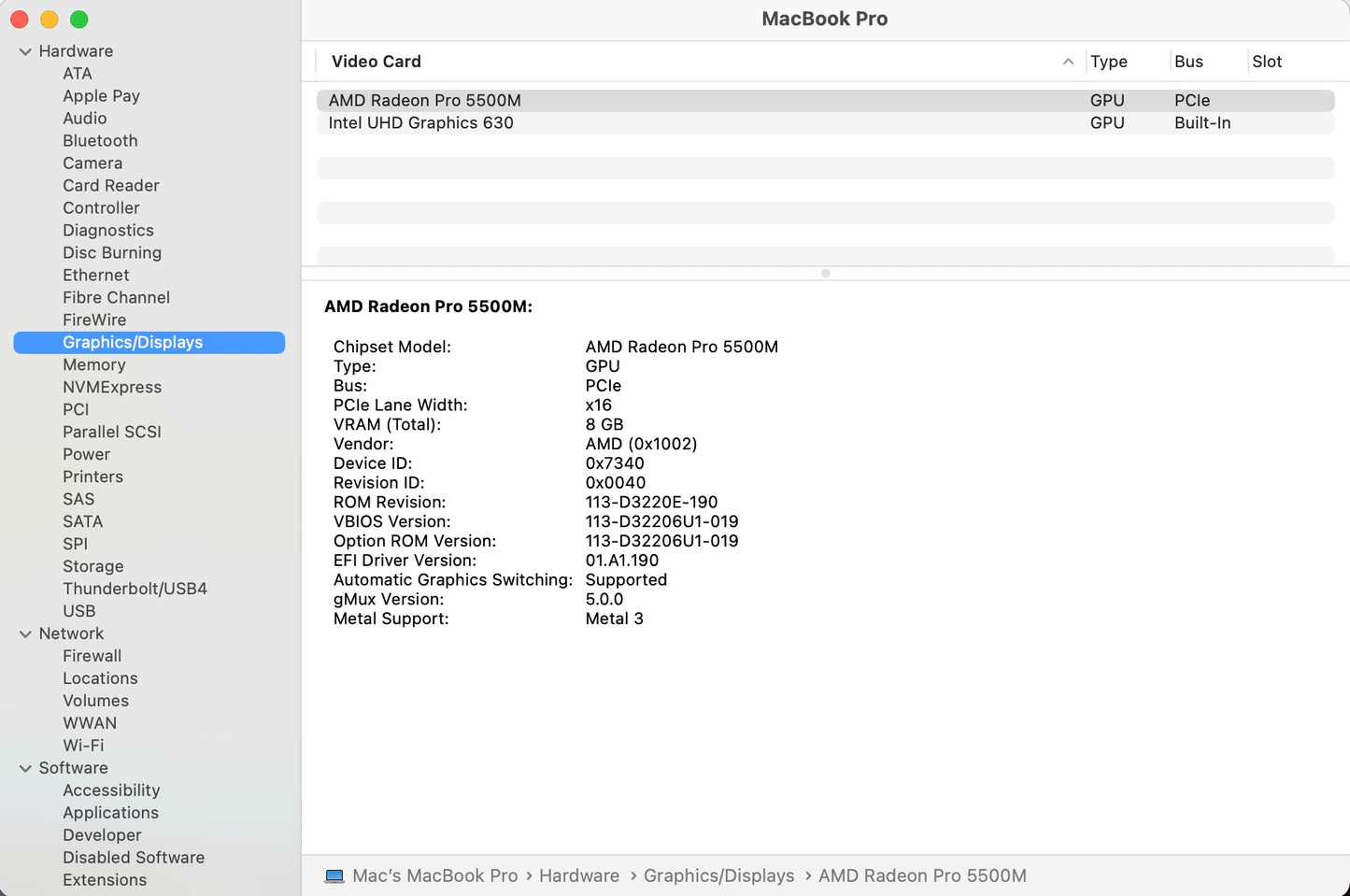 Apple 2019 MacBook Pro 16 in 2.4GHz i9 64GB RAM 1TB SSD RP5500M 8GB - Very Good