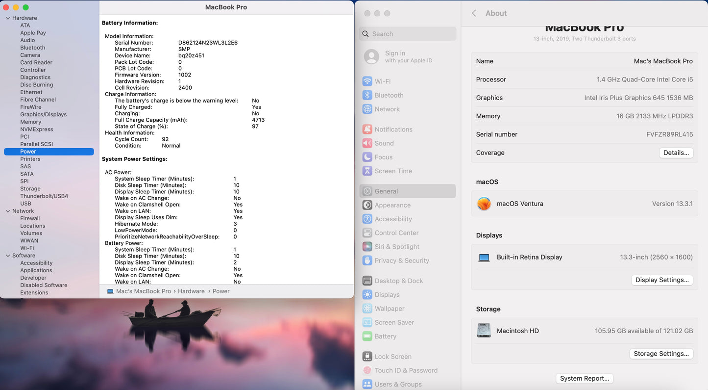 Apple 2019 MacBook Pro 13 in TB 1.4GHz i5 16GB RAM 128GB SSD IIPG645 - Very Good