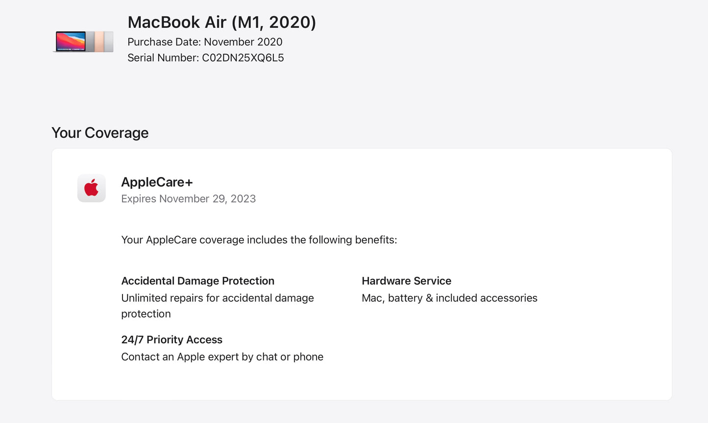 Apple 2020 MacBook Air M1 3.2GHz (8-Core GPU) 8GB RAM 512GB SSD AC+ - Very Good