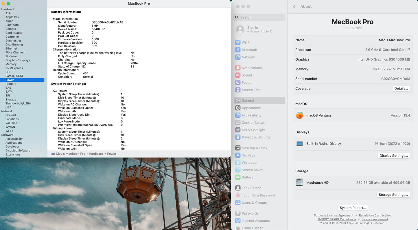 Apple 2019 MacBook Pro 16 in TB 2.6GHz i7 16GB RAM 512GB SSD RP5300M 4GB - Good