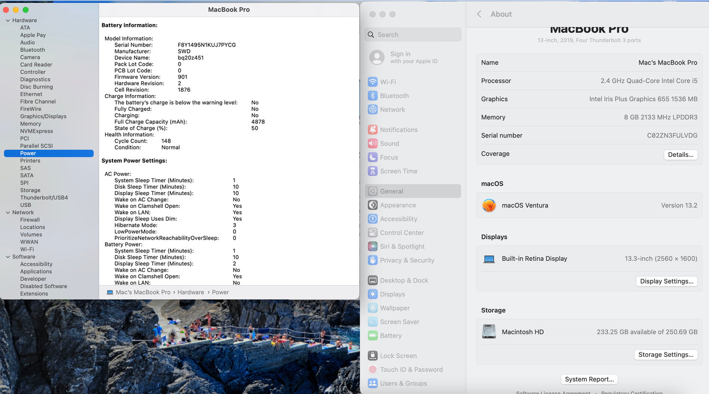 Apple 2019 MacBook Pro 13 in TB 2.4GHz i5 8GB RAM 256GB SSD IIPG655 - Very Good