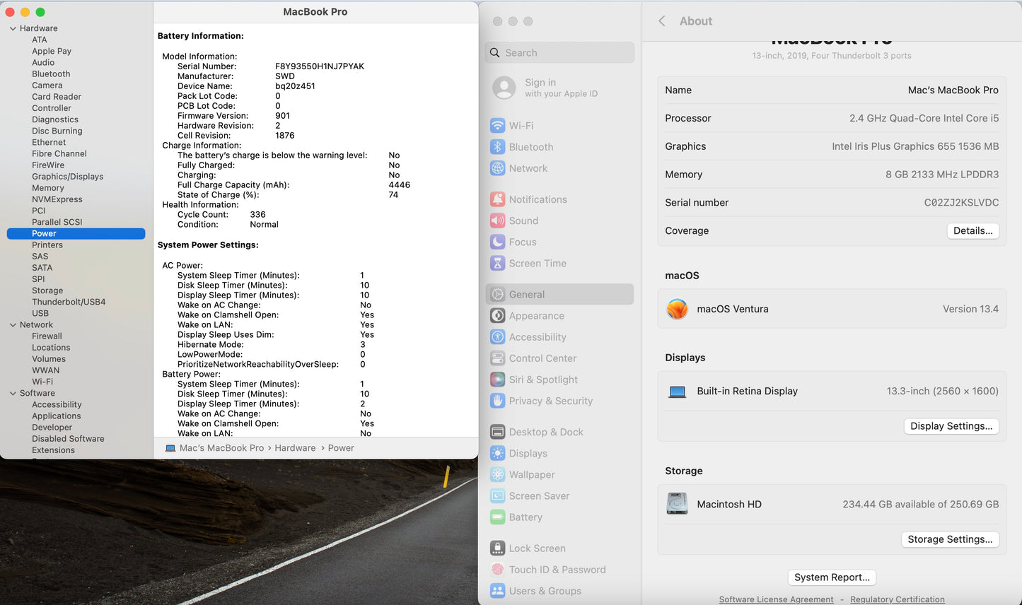 Apple 2019 MacBook Pro 13 in TB 2.4GHz i5 8GB RAM 256GB SSD IIPG655 - Very Good