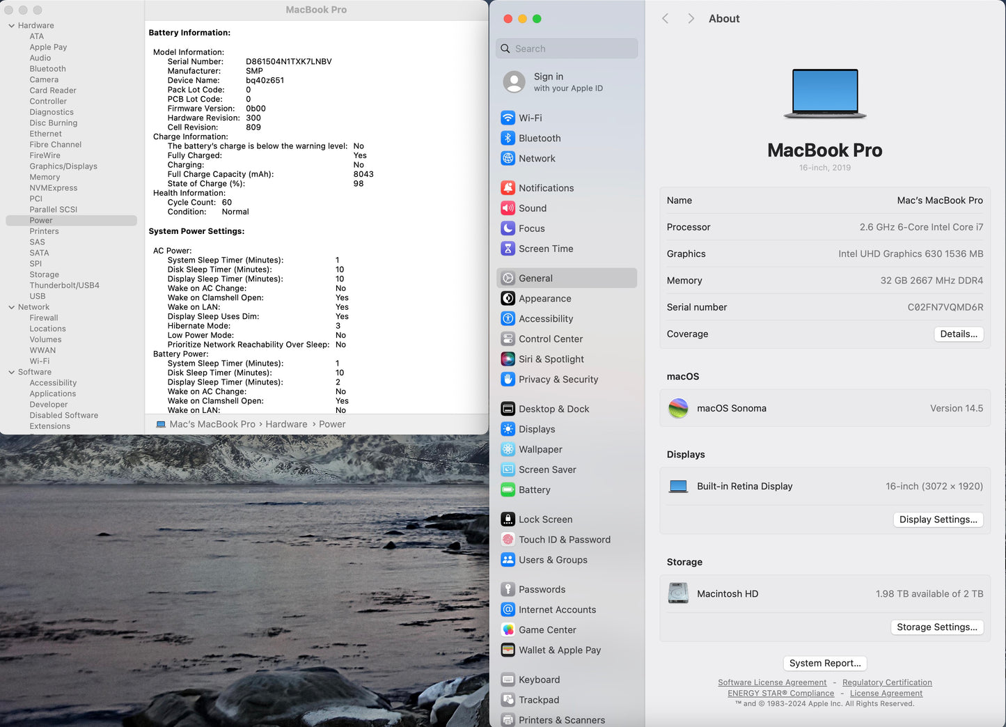 Apple 2019 MacBook Pro 16" 2.6GHz i7 32GB RAM 2TB SSD RP5300M 4GB - Very good
