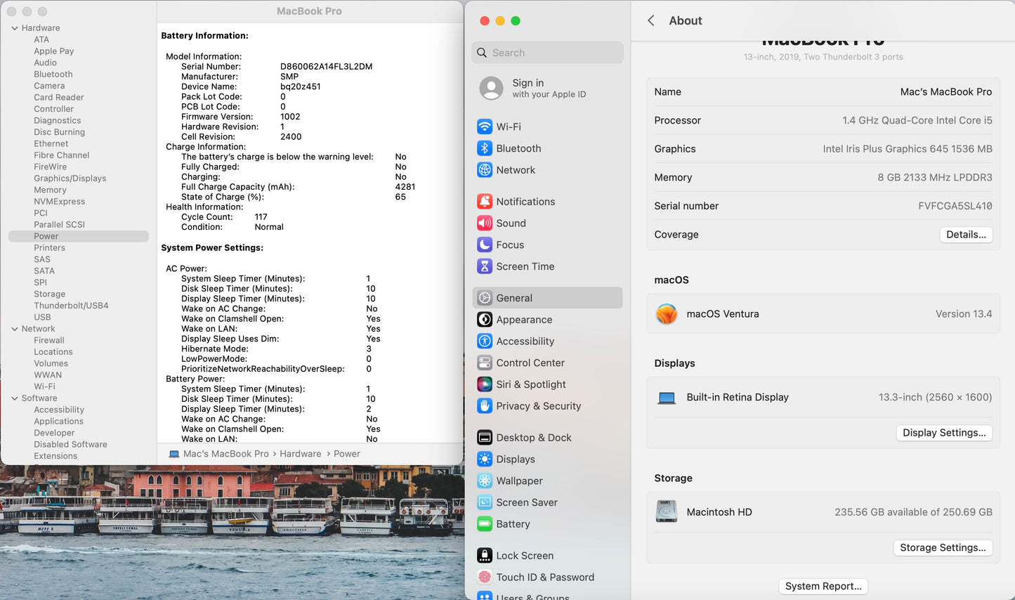 Apple 2019 MacBook Pro 13 in TB 1.4GHz i5 8GB RAM 256GB SSD IIPG645 - Excellent