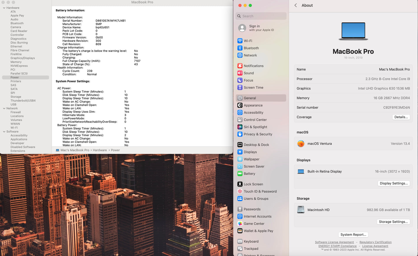 Apple 2019 MacBook Pro 16 in 2.3GHz i9 16GB RAM 1TB SSD RP5500M 4GB - Very Good
