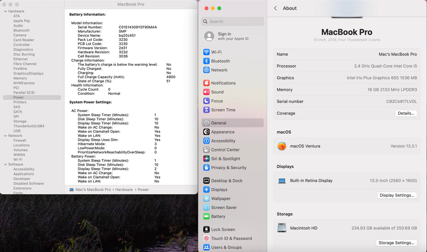Apple 2019 MacBook Pro 13 in TB 2.4GHz Quad-Core i5 16GB RAM 256GB SSD IIPG645