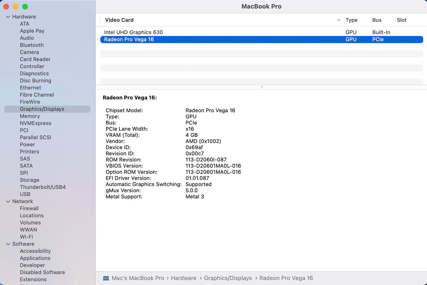 Apple 2018 MacBook Pro 15 in TB 2.6GHz 6-Core i7 32GB RAM 1TB SSD Vega 16 4GB
