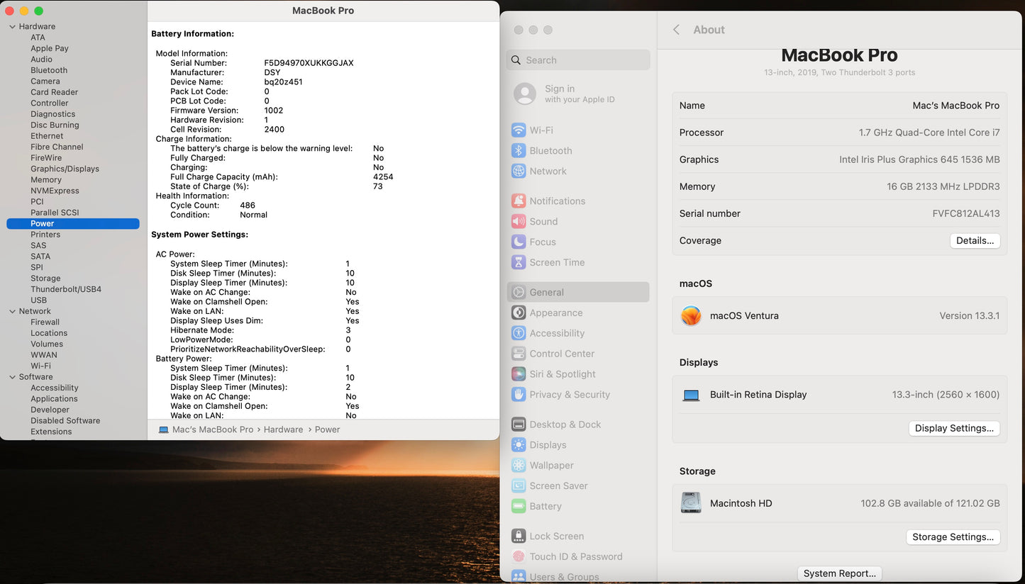 Apple 2019 MacBook Pro 13 in TB 1.7GHz Quad-Core i7 16GB RAM 128GB SSD IIPG 645