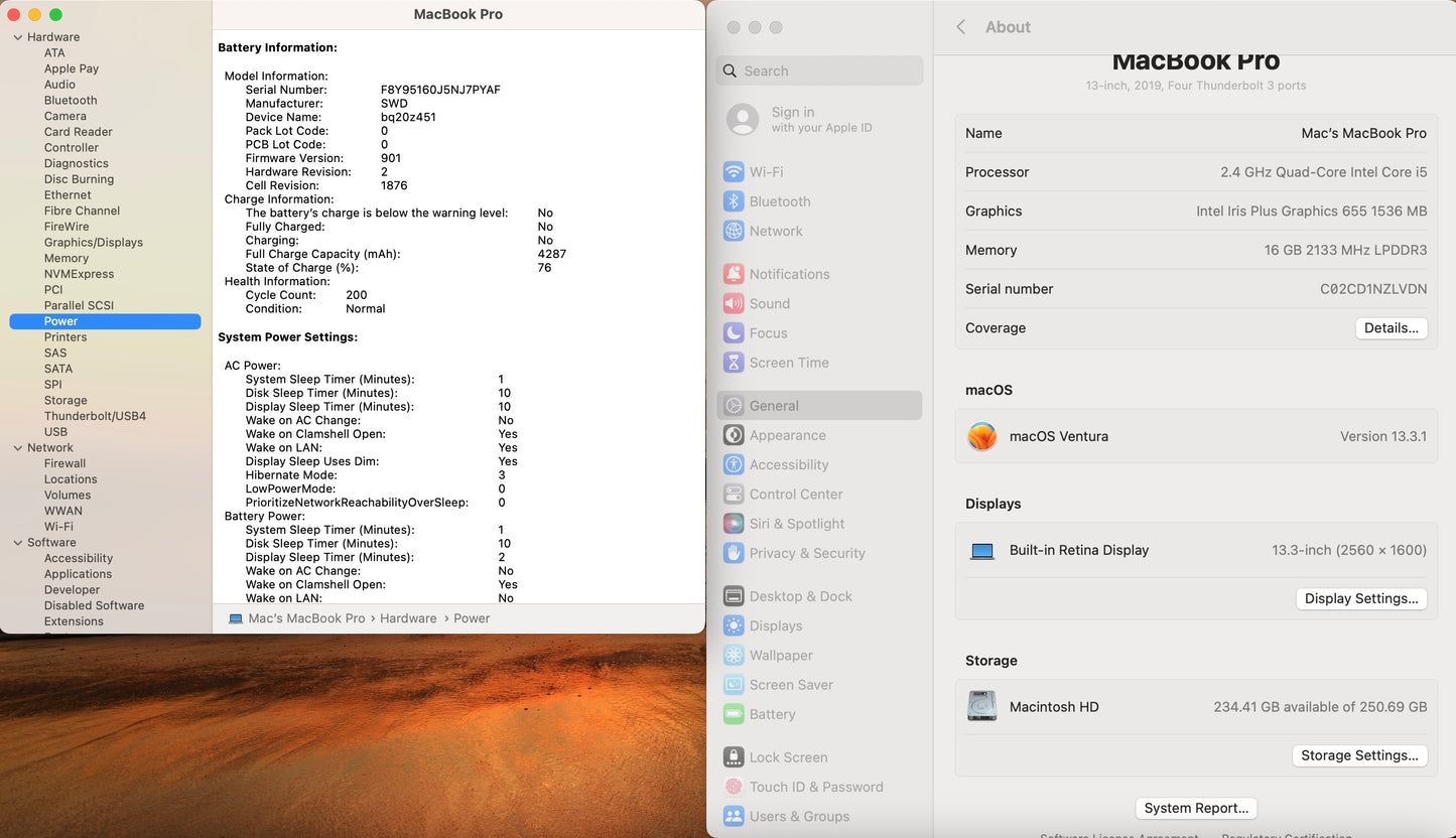 Apple 2019 MacBook Pro 13 in TB 2.4GHz i5 16GB RAM 256GB SSD - Excellent