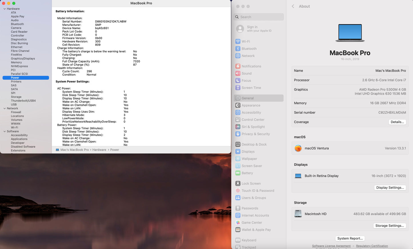 Apple 2019 MacBook Pro 16 in TB 2.6GHz i7 16GB RAM 512GB SSD RP5300M 4GB - Good